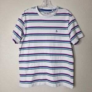 3 / $30 Penguin Mens Striped‎ T Shirt Crew Neck Short Sleeve Cotton Top S